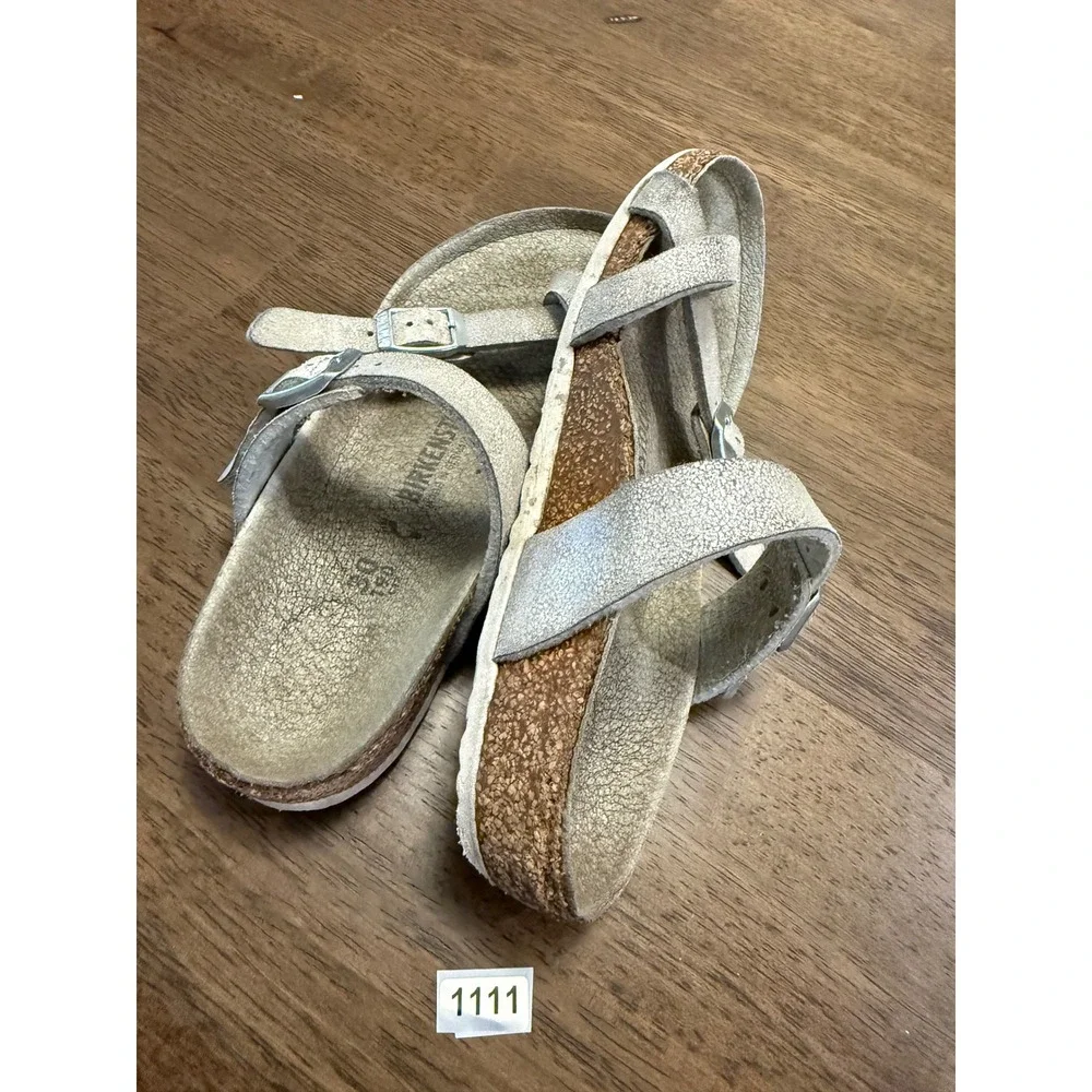 Birkenstock Mayari Kids Sandals Silver Metallic Crackle EU 30 US‎ 12-12.5 Buckle